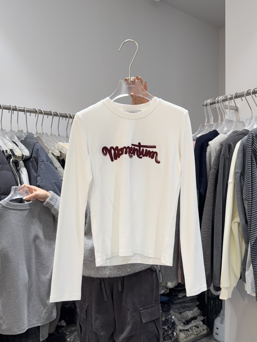 LOOKK東大門㊣實拍女裝新款休閑25秋冬職業真品時尚長袖T恤LOOKK長袖T恤圖色1