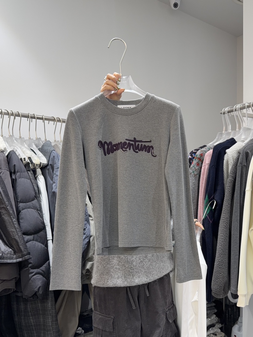 LOOKK東大門㊣實拍女裝新款休閑25秋冬職業真品時尚長袖T恤LOOKK長袖T恤圖色2