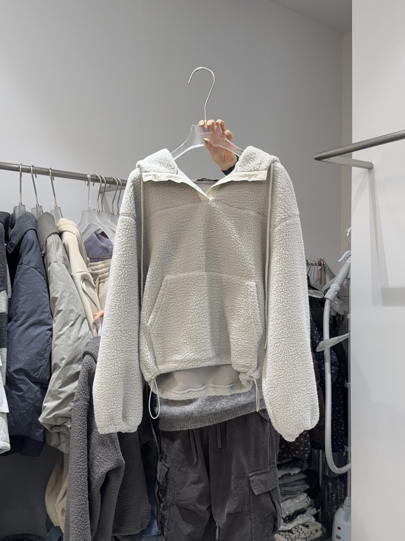 LOOKK韓國直郵㊣女士新品職業熱賣25秋冬人氣衛衣連帽衫紐扣LOOKK衛衣圖色2