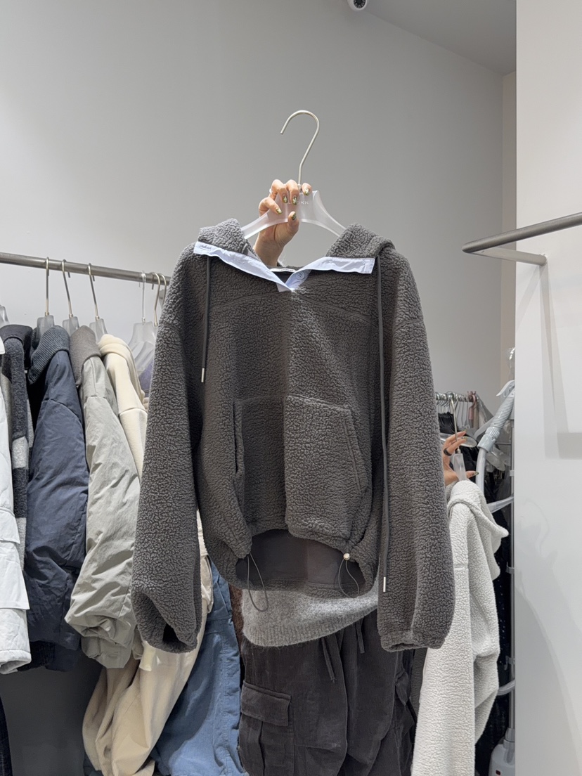 LOOKK韓國直郵㊣女士新品職業熱賣25秋冬人氣衛衣連帽衫紐扣LOOKK衛衣圖色3