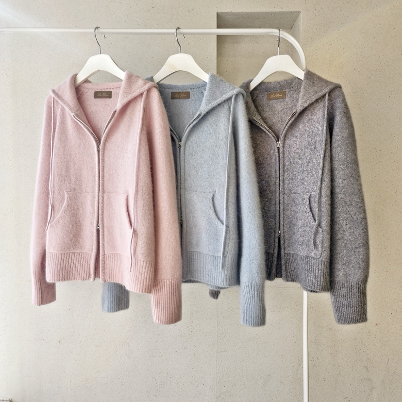 LA BLOOM東大門㊣實拍女士新品休閑推薦25秋冬針織衫拉鏈連帽La Bloom針織衫