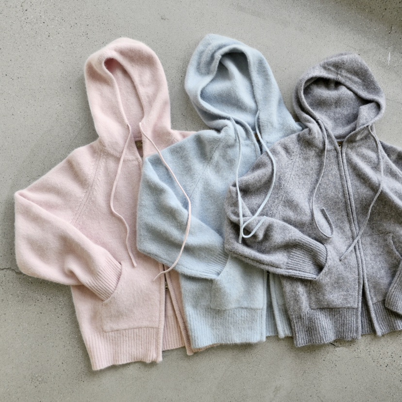 LA BLOOM東大門㊣實拍女士新品休閑推薦25秋冬針織衫拉鏈連帽La Bloom針織衫