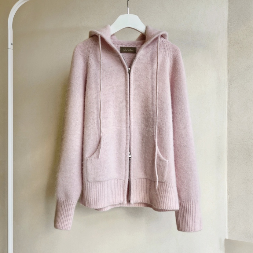 LA BLOOM東大門㊣實拍女士新品休閑推薦25秋冬針織衫拉鏈連帽La Bloom針織衫圖色1