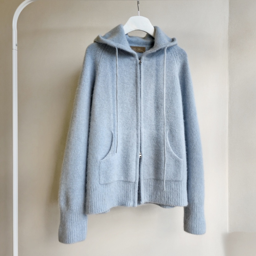 LA BLOOM東大門㊣實拍女士新品休閑推薦25秋冬針織衫拉鏈連帽La Bloom針織衫圖色2