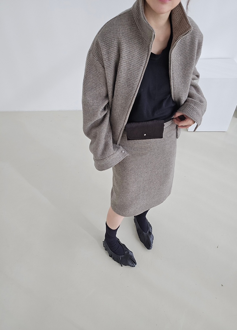 J SHOP東大門㊣代購女裝新品推薦時尚半身裙中短裙羊毛格子J_SHOP半身裙/中短裙