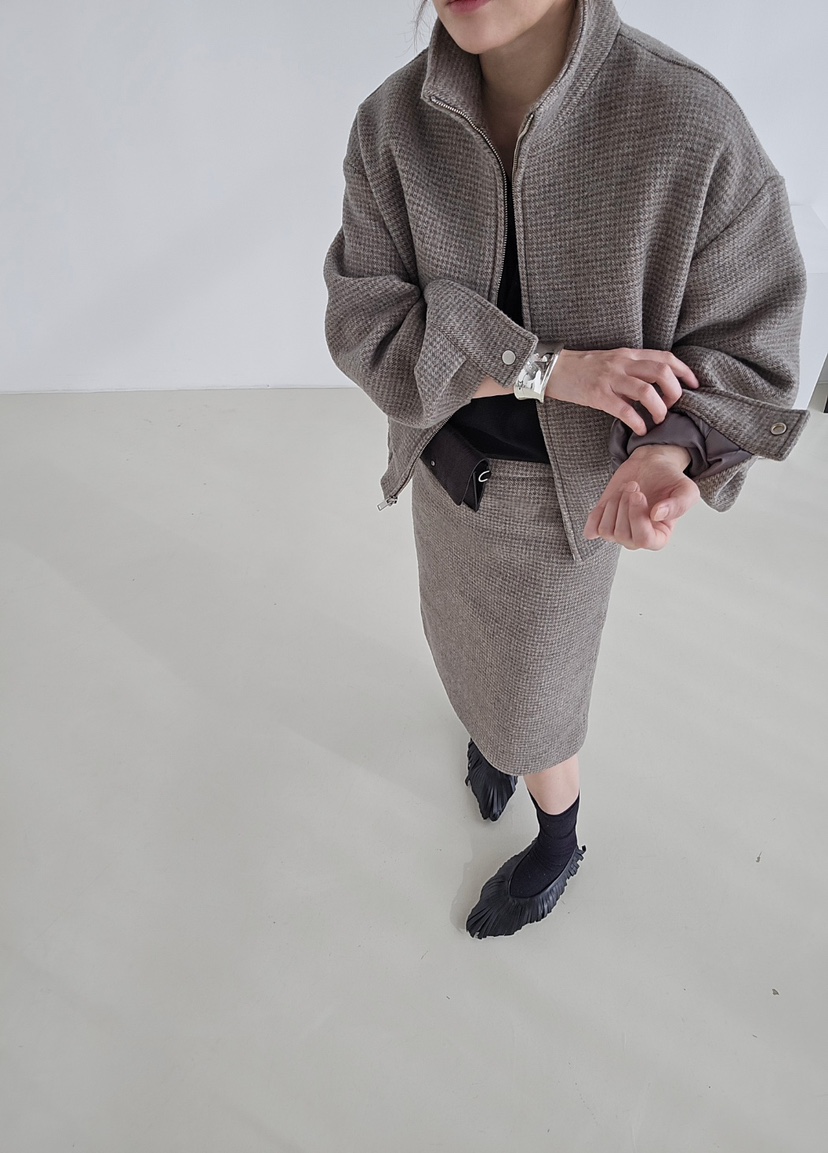 J SHOP韓國直郵㊣女裝新品職業時尚人氣真品休閑夾克羊毛格紋J_SHOP夾克