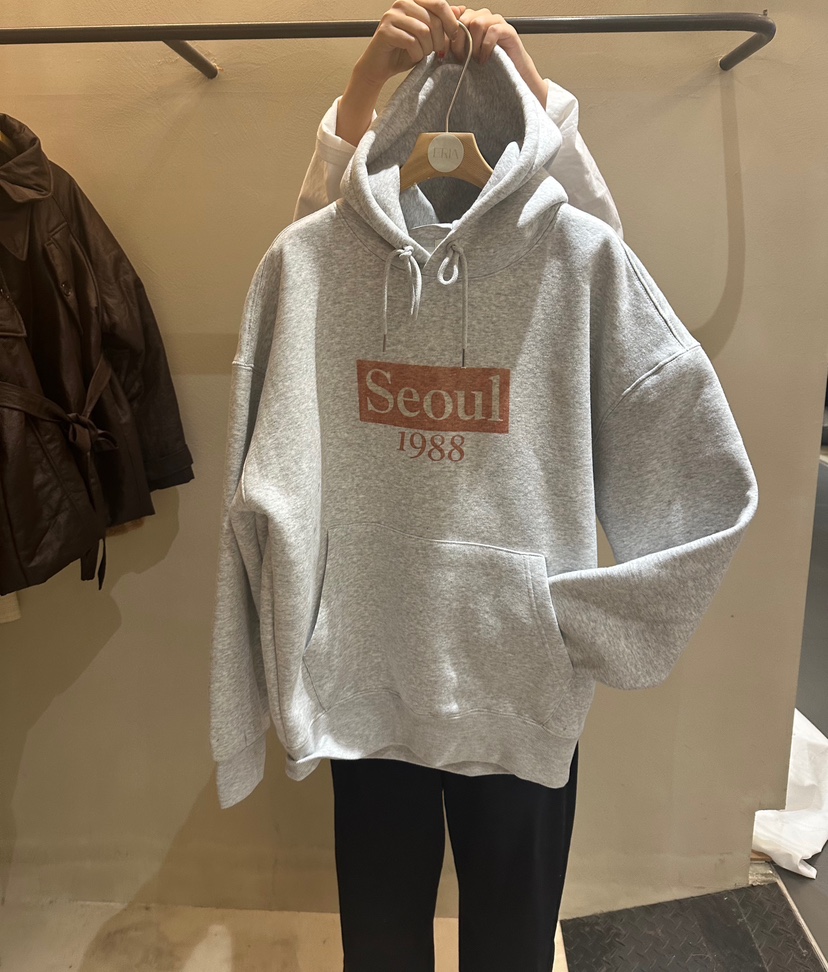 ERIA東大門㊣實拍女士新品人氣休閑推薦25秋冬職業衛衣兜帽ERIA/HUE衛衣圖色1