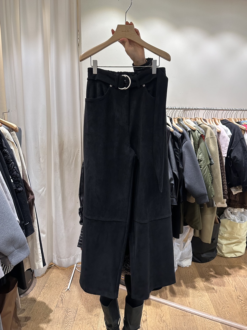 AUVERFIT韓國代購㊣女士新款職業休閑25秋冬休閑褲含腰帶麂皮AUVERFIT休閑褲圖色3