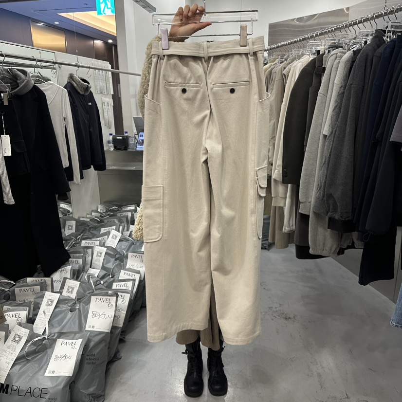 PAVEL東大門㊣實拍女裝新款職業人氣推薦時尚休閑褲含腰帶口袋PAVEL休閑褲