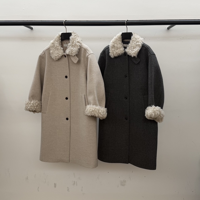 ID東大門㊣代購女裝新品真品熱賣職業中長款大衣美利奴羊毛ID中長款大衣