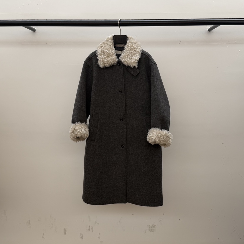 ID東大門㊣代購女裝新品真品熱賣職業中長款大衣美利奴羊毛ID中長款大衣圖色2