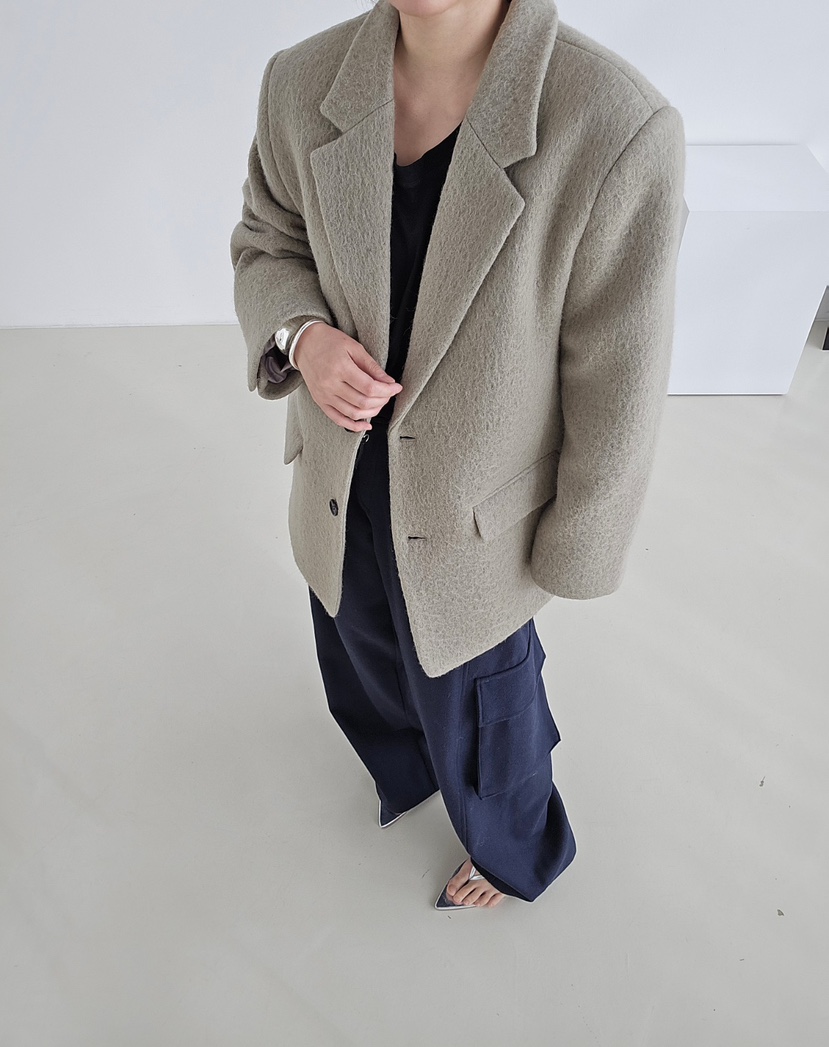 J SHOP韓國代購㊣女裝新款職業推薦休閑熱賣人氣25秋冬夾克羊駝J_SHOP夾克