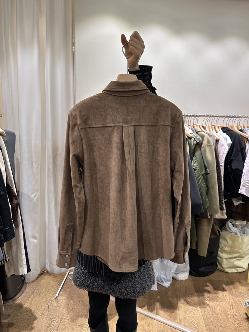 AUVERFIT韓國直郵㊣女裝新品25秋冬真品職業襯衫蕾絲衫麂皮AUVERFIT襯衫/蕾絲衫