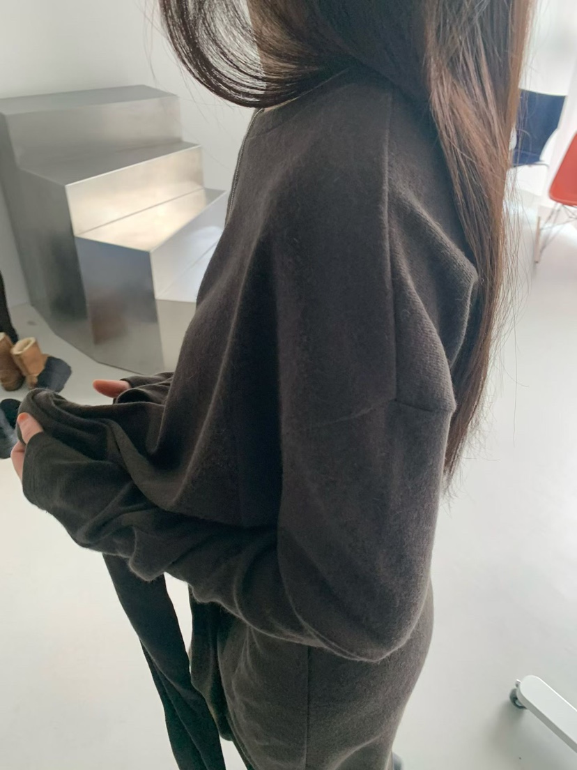 TAF東大門㊣實拍女裝新款25秋冬推薦長袖T恤安哥拉羊毛系帶TAF長袖T恤