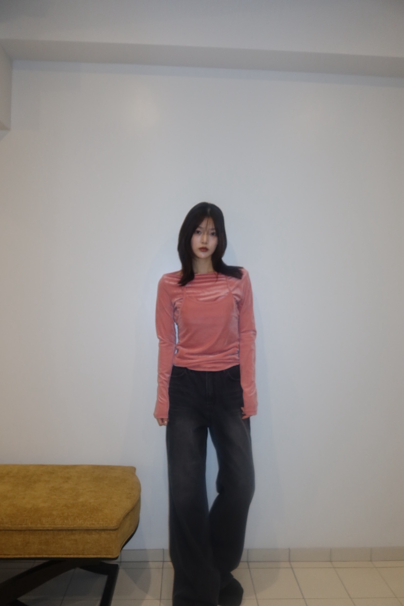 FIFO韓國代購㊣女裝新款人氣真品推薦休閑25秋冬牛仔褲拉絲FIFO牛仔褲