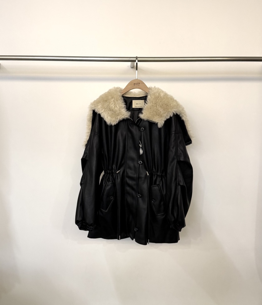 TWENTY FOUR SEVEN24-7東大門㊣直郵女裝新款職業短款羽絨服皮革鴨絨TEWNTY FOUR SEVEN24-7短款羽絨服圖色2黑色