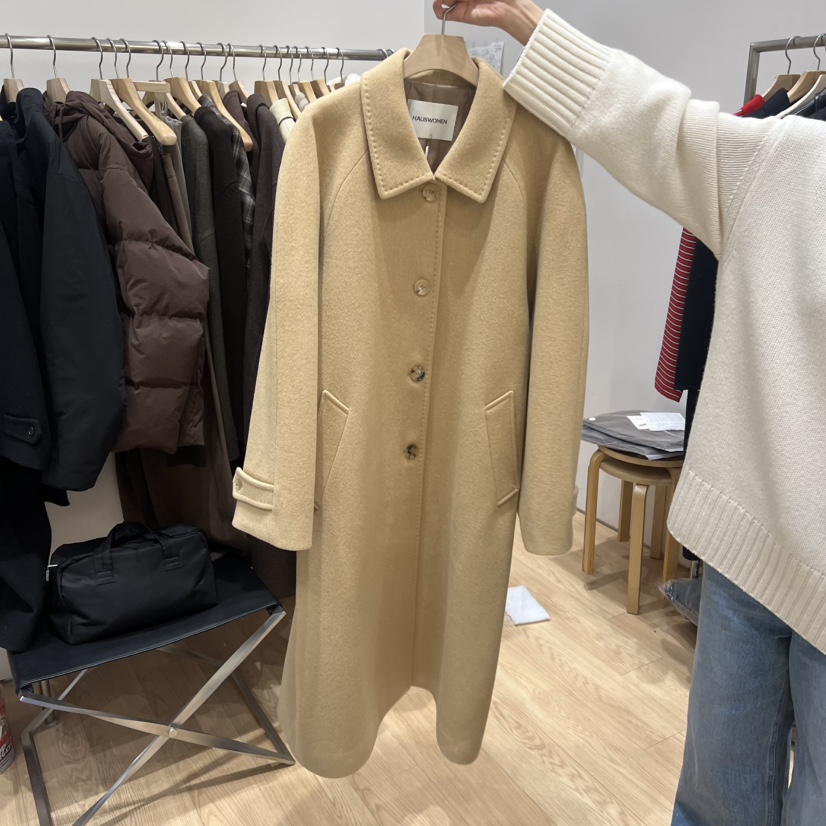 HAUS-A東大門㊣實拍女士新款時尚推薦真品25秋冬中長款大衣羊毛HAUS-A中長款大衣圖色1
