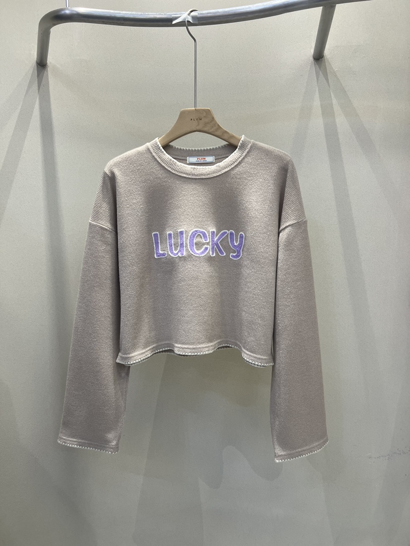 PLUM-q東大門㊣直郵女士新品時尚熱賣真品人氣長袖T恤刺繡PLUM長袖T恤圖色3