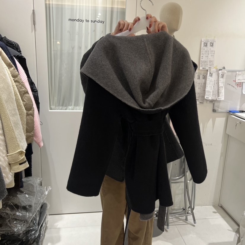 MONDAY TO SUNDAY韓國代購㊣女士新品職業短款大衣含腰帶MONDAY TO SUNDAY短款大衣