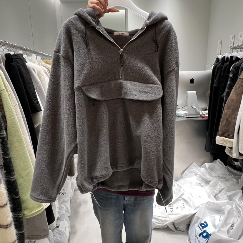 NUESE東大門㊣實拍女裝新款25秋冬職業衛衣不含內搭抓絨連帽NUESE衛衣圖色1