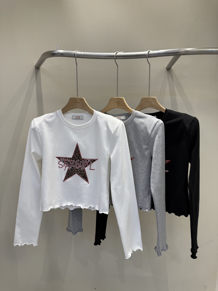 PLUM-q東大門㊣代購女士新品職業25秋冬熱賣人氣真品長袖T恤PLUM長袖T恤