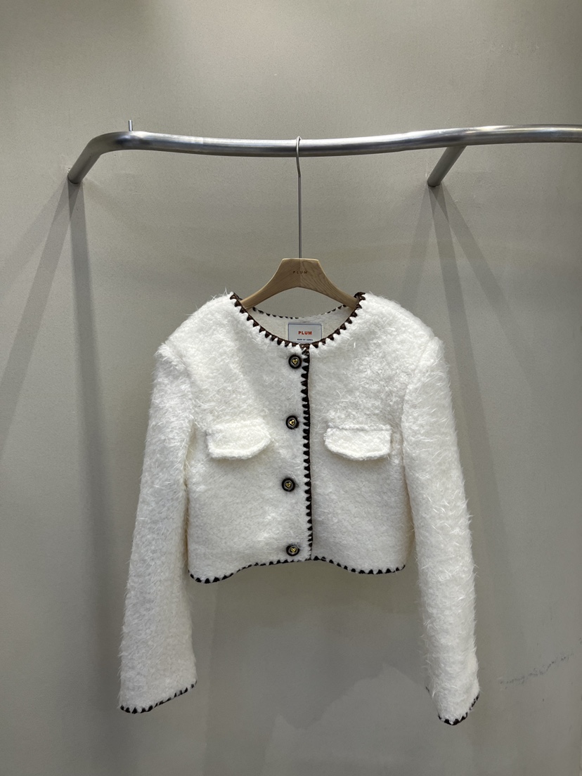 PLUM-q韓國代購㊣女裝新款人氣休閑推薦時尚職業25秋冬短款大衣PLUM短款大衣圖色1