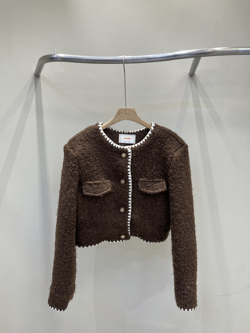 PLUM-q韓國代購㊣女裝新款人氣休閑推薦時尚職業25秋冬短款大衣PLUM短款大衣圖色2