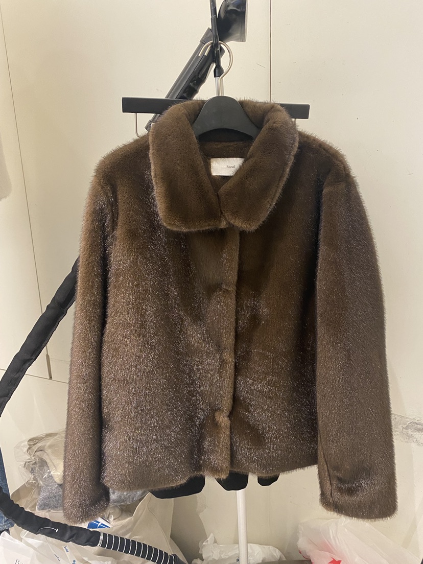 BANEL東大門㊣直郵女裝新款25秋冬人氣真品熱賣短款大衣貂皮BANEL短款大衣圖色2