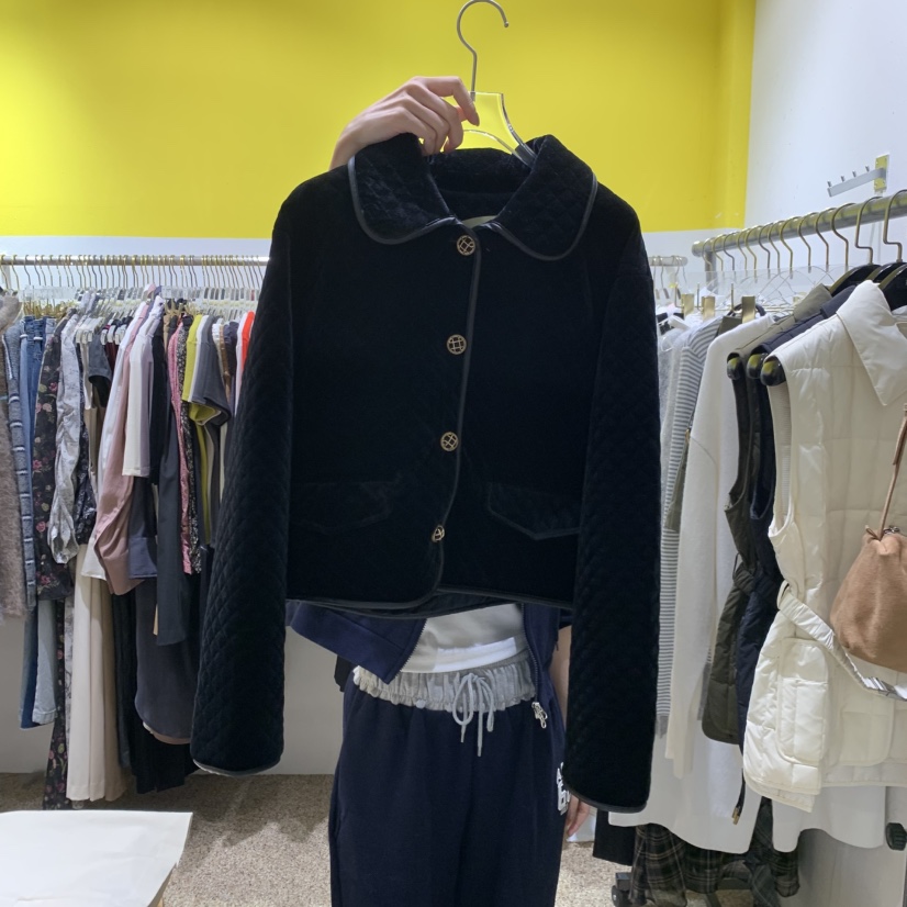 LE MASTERPLACE韓國代購㊣女裝新品25秋冬真品夾克天鵝絨絎縫Le masterpiece夾克圖色1