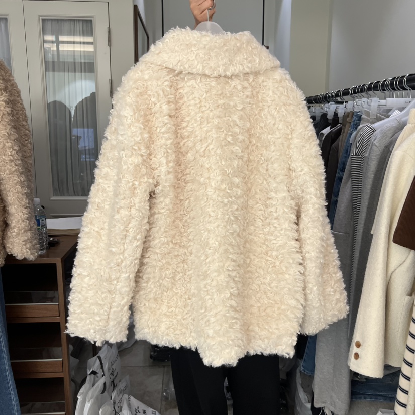 LE AHICON東大門㊣直郵女裝新品人氣時尚職業短款大衣毛皮Le Ahicon短款大衣