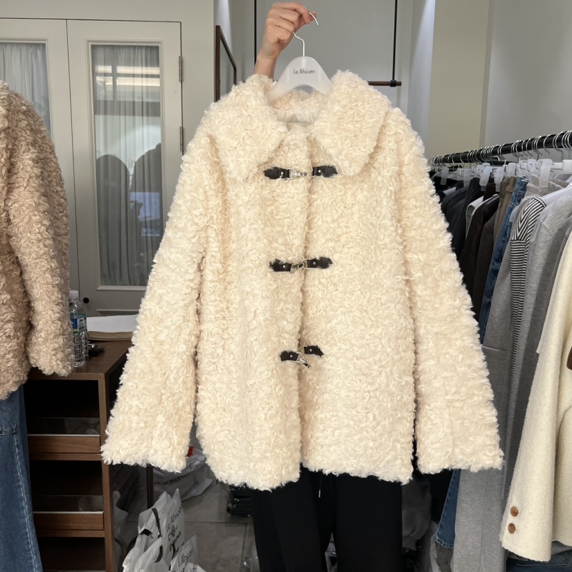 LE AHICON東大門㊣直郵女裝新品人氣時尚職業短款大衣毛皮Le Ahicon短款大衣圖色2