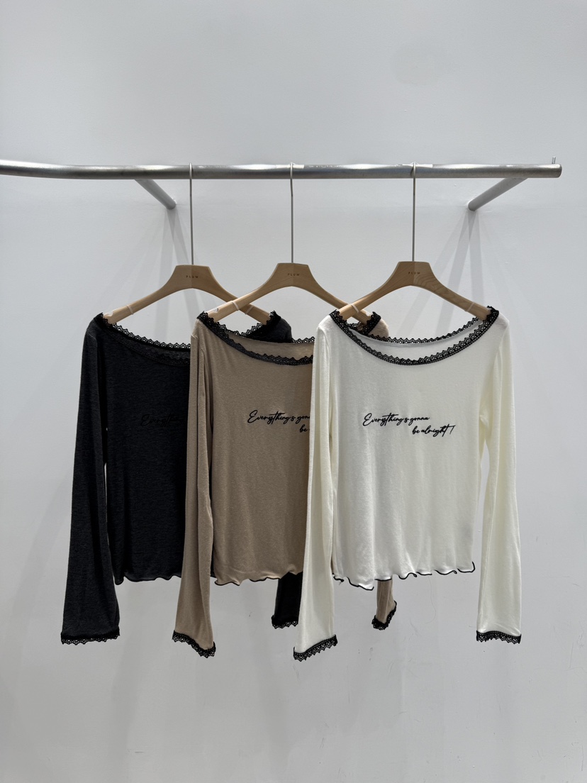 PLUM-q東大門㊣實拍女裝新品職業25秋冬真品推薦休閑長袖T恤PLUM長袖T恤