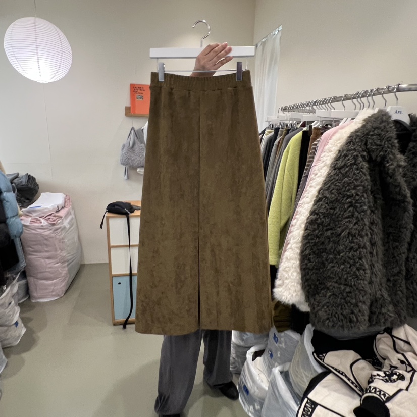 ARE東大門㊣直郵女裝新款真品時尚熱賣25秋冬休閑長裙絨面革ARE YOU/ARE長裙