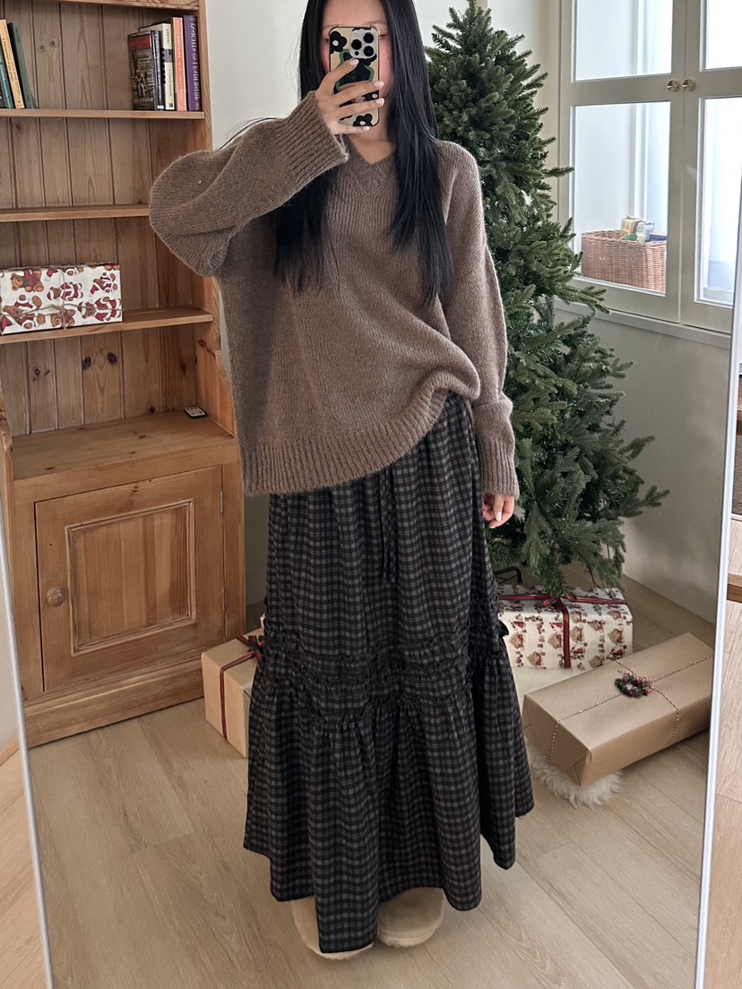 I MFACT東大門㊣直郵女士新款時尚休閑職業半身裙中短裙格子I MFACT半身裙/中短裙