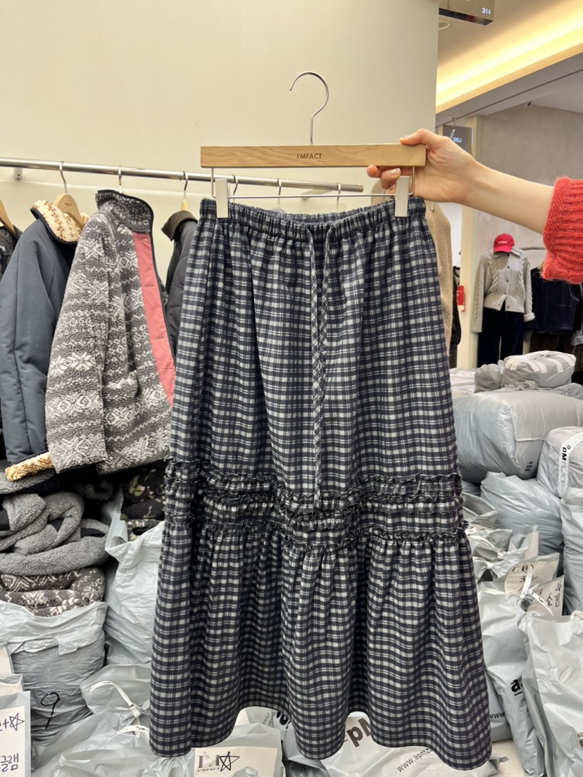 I MFACT東大門㊣直郵女士新款時尚休閑職業半身裙中短裙格子I MFACT半身裙/中短裙圖色1