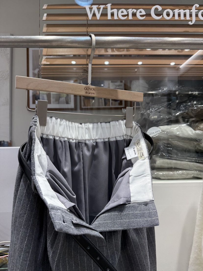 DE GO YOU韓國直郵㊣女士新品熱賣25秋冬時尚真品休閑褲條紋DE GO YOU休閑褲