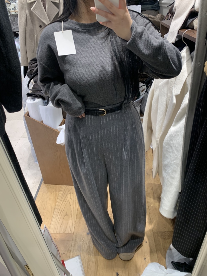 DE GO YOU韓國直郵㊣女士新品熱賣25秋冬時尚真品休閑褲條紋DE GO YOU休閑褲