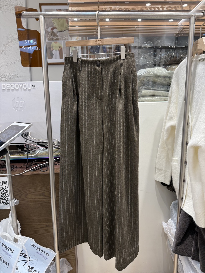 DE GO YOU韓國直郵㊣女士新品熱賣25秋冬時尚真品休閑褲條紋DE GO YOU休閑褲圖色1