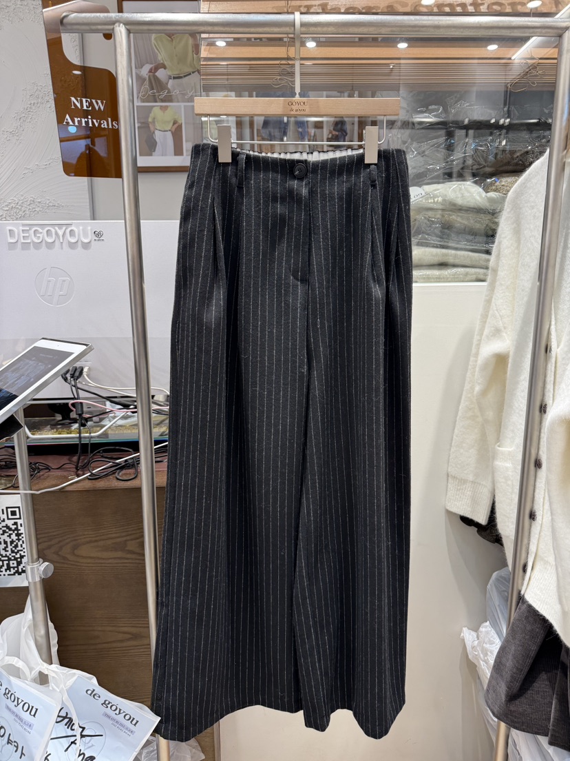 DE GO YOU韓國直郵㊣女士新品熱賣25秋冬時尚真品休閑褲條紋DE GO YOU休閑褲圖色2