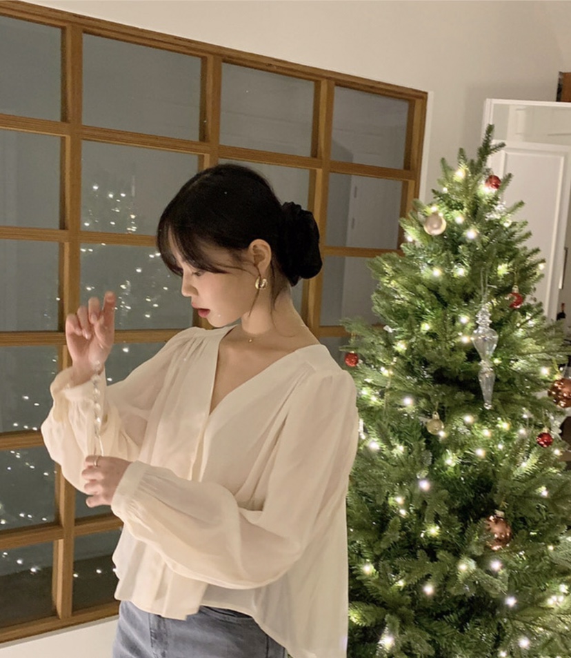 LETAILOR韓國代購㊣女裝新款熱賣休閑襯衫蕾絲衫含脖帶圍巾LETAILOR襯衫/蕾絲衫