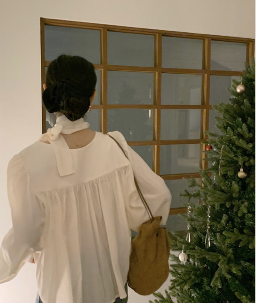 LETAILOR韓國代購㊣女裝新款熱賣休閑襯衫蕾絲衫含脖帶圍巾LETAILOR襯衫/蕾絲衫