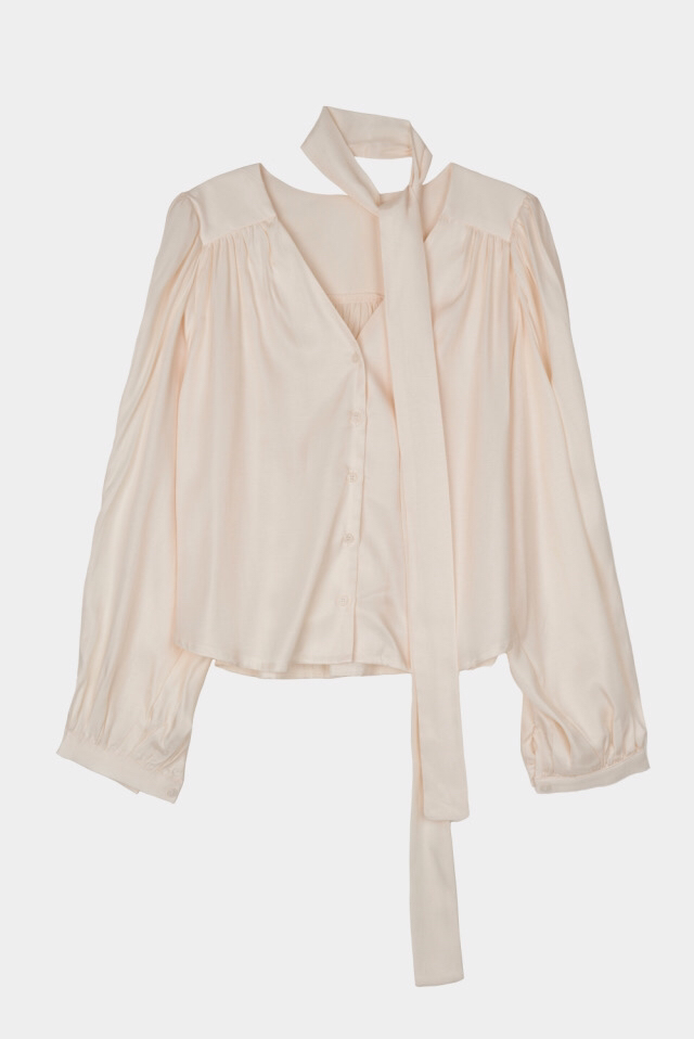 LETAILOR韓國代購㊣女裝新款熱賣休閑襯衫蕾絲衫含脖帶圍巾LETAILOR襯衫/蕾絲衫圖色1