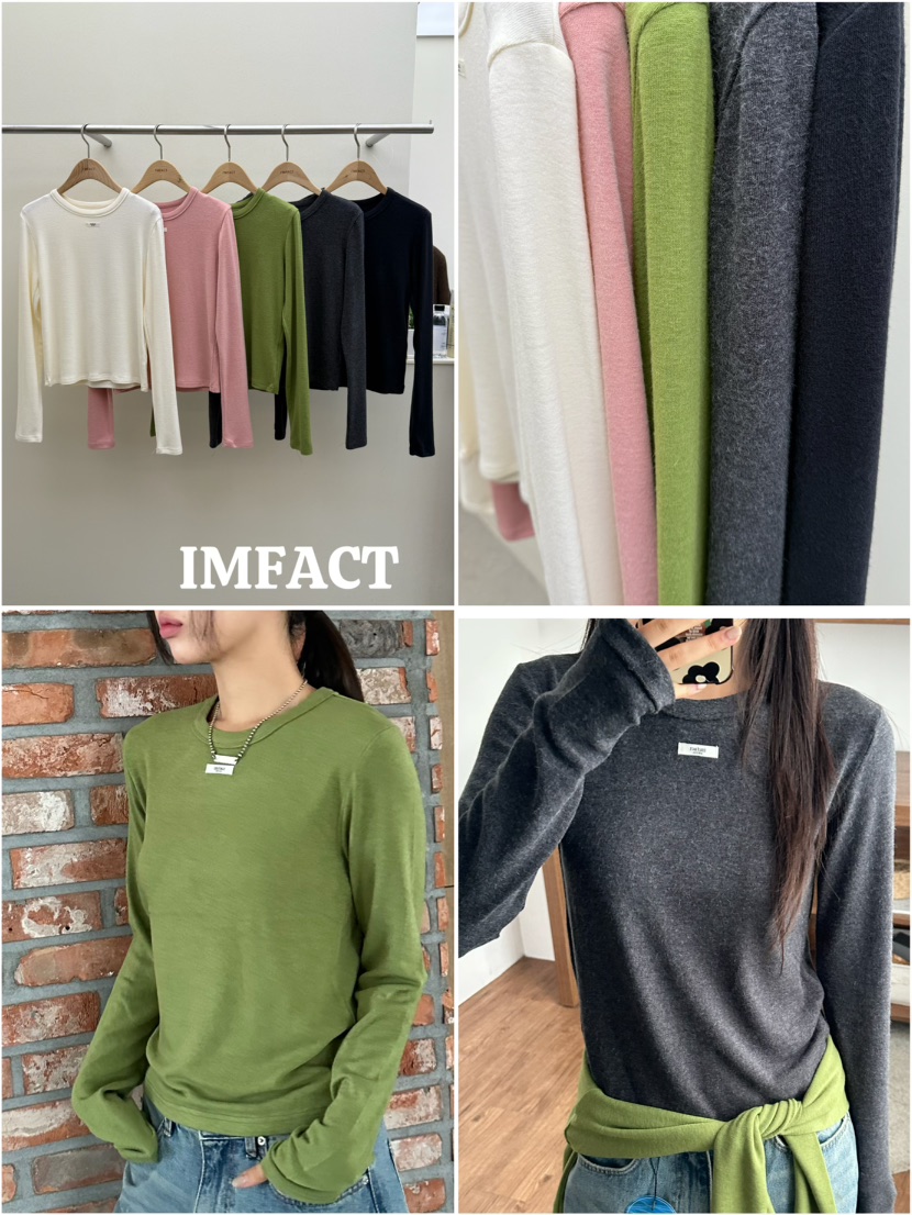 I MFACT韓國直郵㊣女士新款時尚職業人氣熱賣長袖T恤安哥拉I MFACT長袖T恤