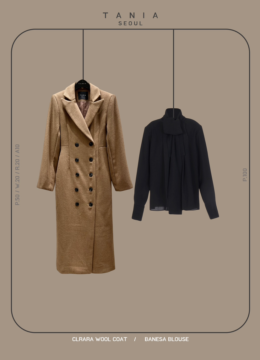 TANIA東大門㊣直郵女士新品休閑真品職業25秋冬中長款大衣羊毛TANIA中長款大衣