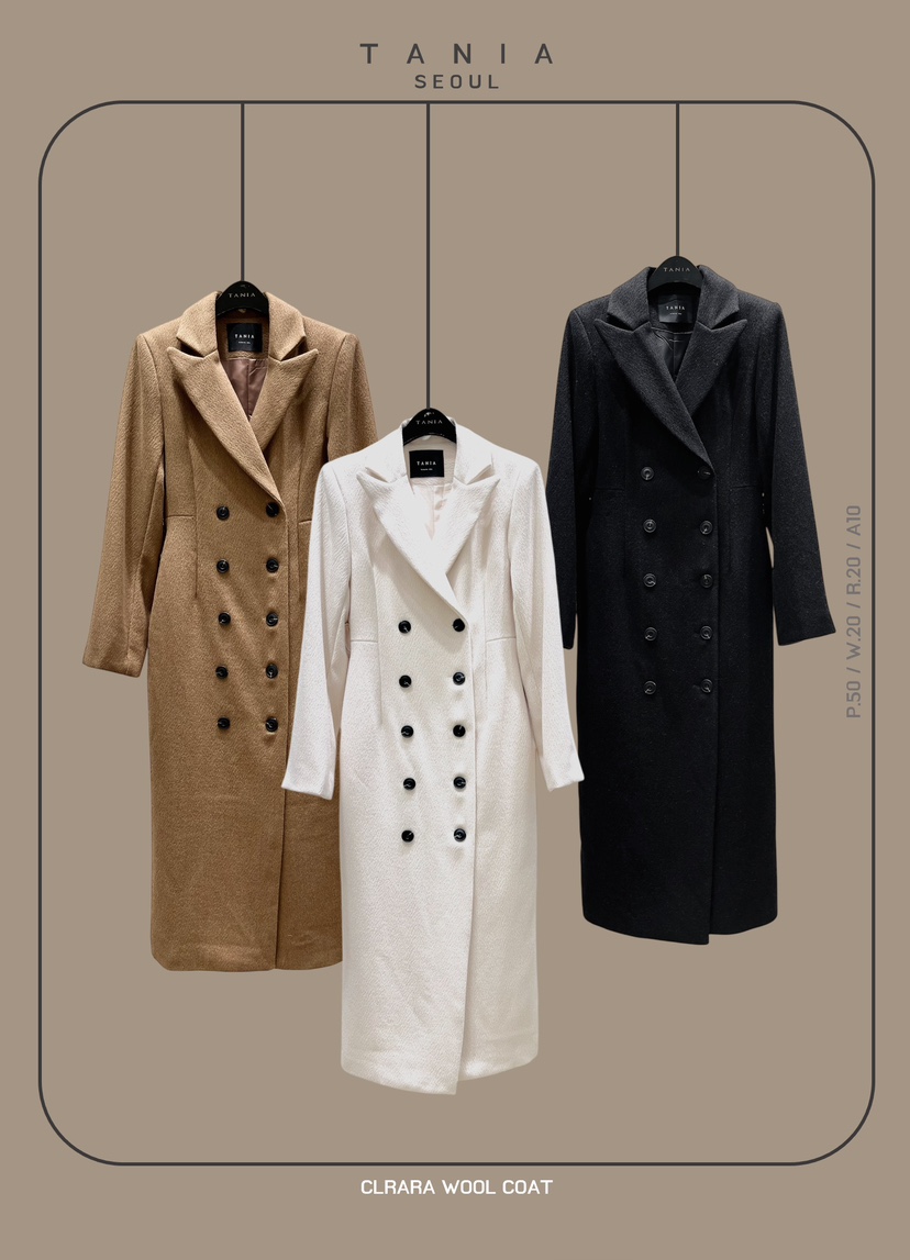 TANIA東大門㊣直郵女士新品休閑真品職業25秋冬中長款大衣羊毛TANIA中長款大衣