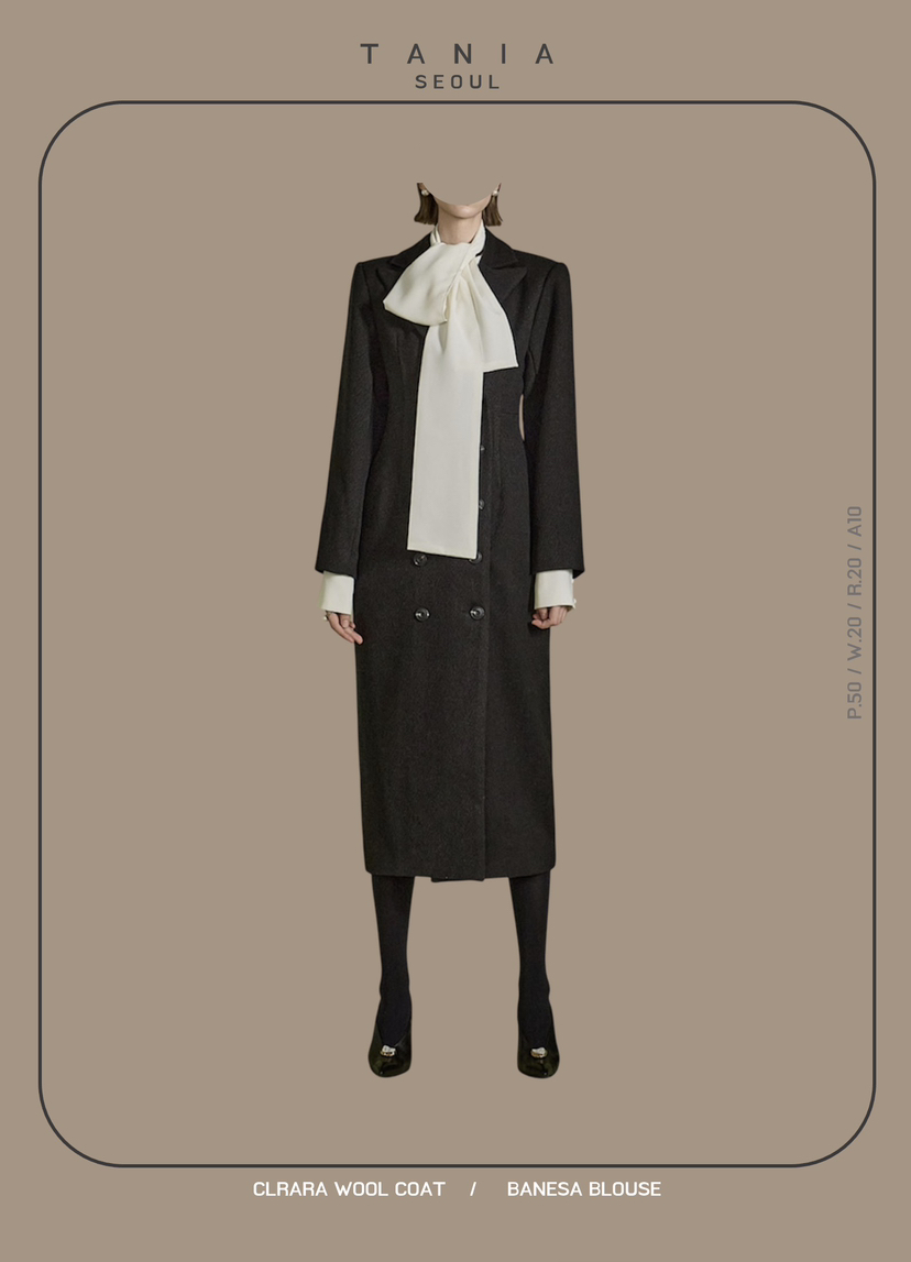 TANIA東大門㊣直郵女士新品休閑真品職業25秋冬中長款大衣羊毛TANIA中長款大衣