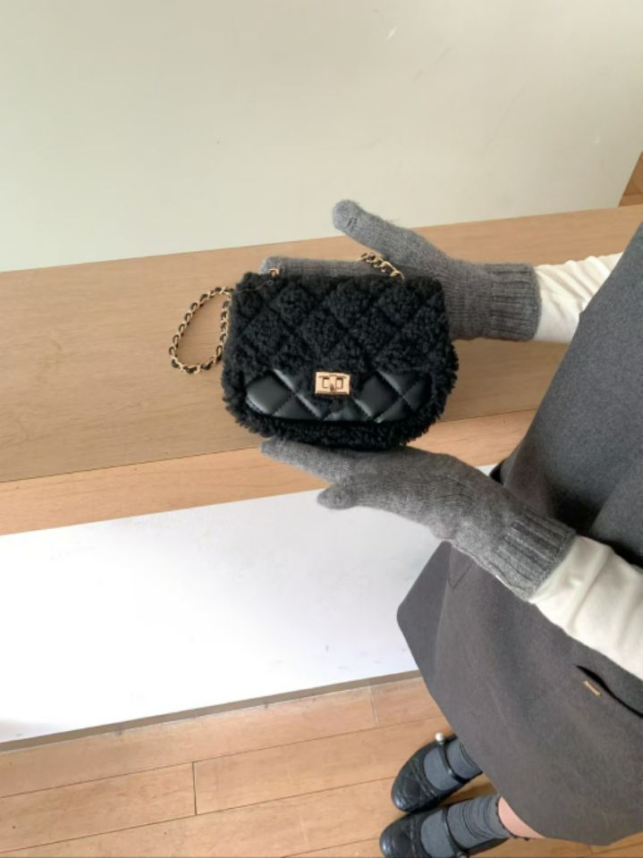 TROUVAILLE韓國直郵㊣女裝新品時尚休閑推薦單肩斜跨包毛皮TROUVAILLE單肩/斜跨包