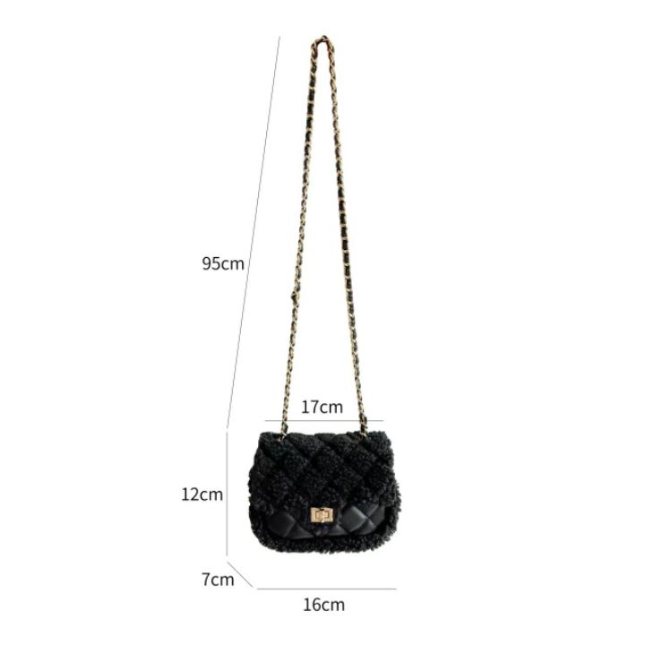 TROUVAILLE韓國直郵㊣女裝新品時尚休閑推薦單肩斜跨包毛皮TROUVAILLE單肩/斜跨包