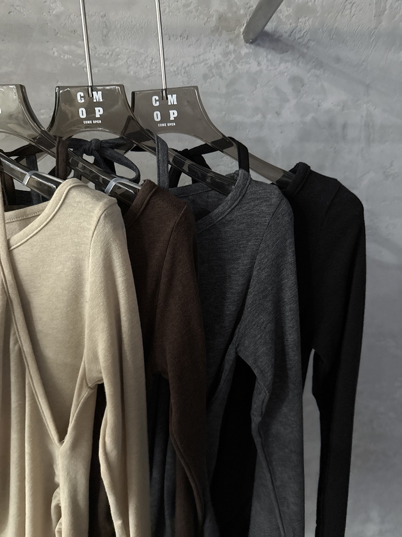 COME OPEN東大門㊣代購女裝新款休閑職業真品25秋冬長袖T恤褶皺COMP-(COME OPEN)長袖T恤