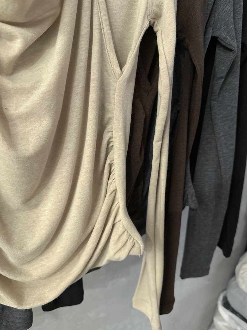 COME OPEN東大門㊣代購女裝新款休閑職業真品25秋冬長袖T恤褶皺COMP-(COME OPEN)長袖T恤